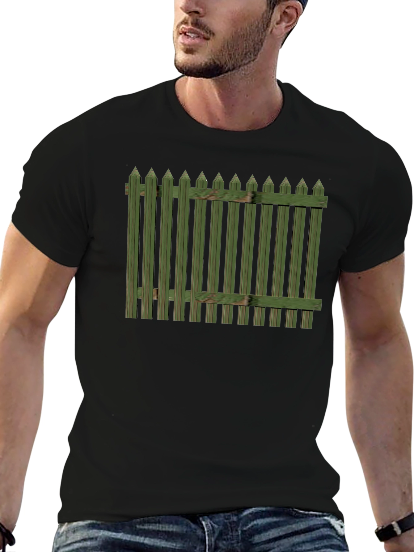 Green Fence Graphic T-Shirt
