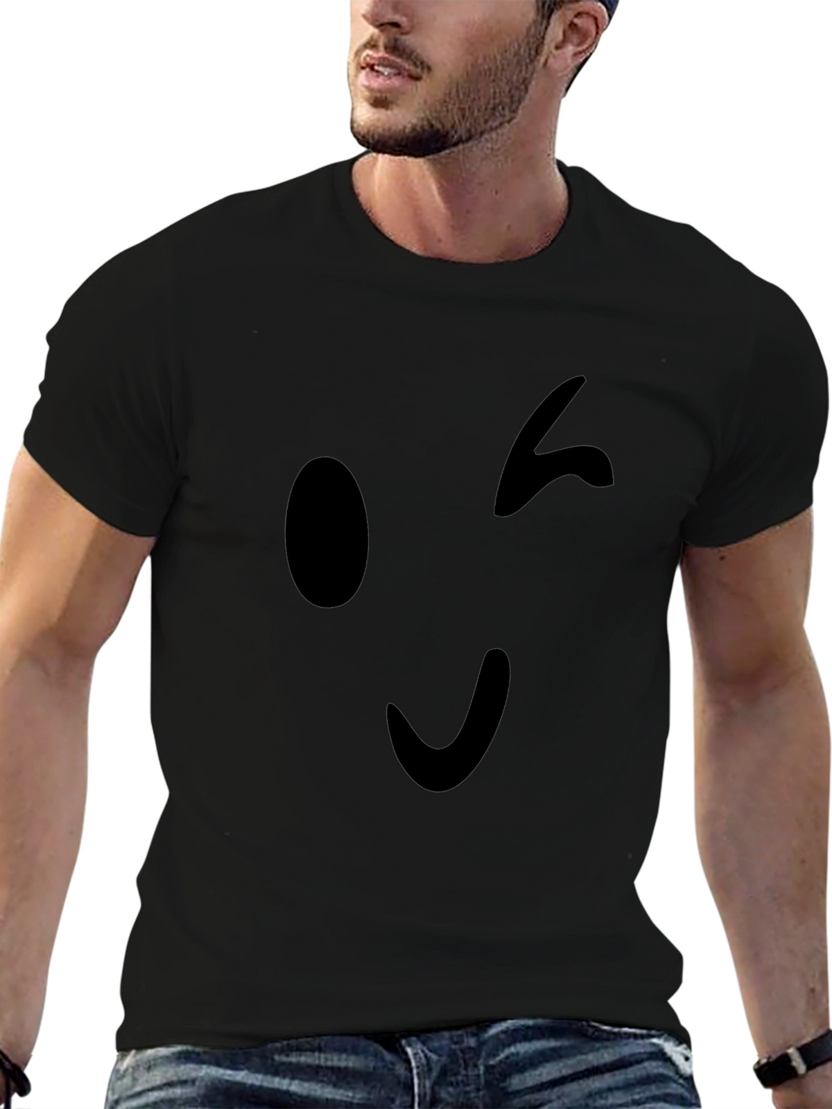 Winking Emoji Black T-Shirt - Casual Style