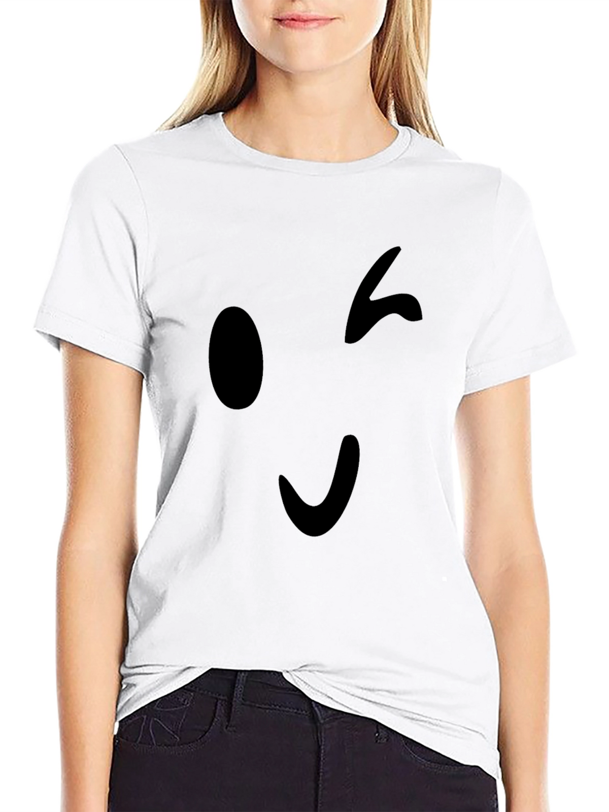 Winking Emoji Black T-Shirt - Casual Style