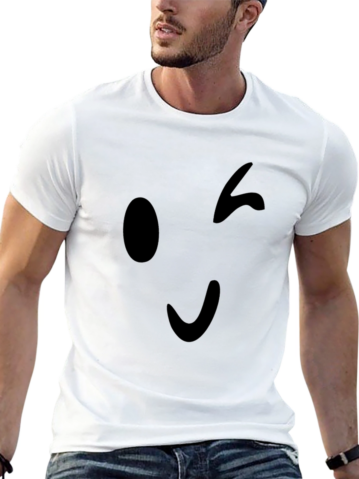 Winking Emoji Black T-Shirt - Casual Style