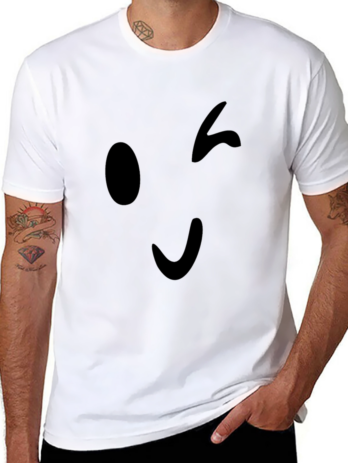 Winking Emoji Black T-Shirt - Casual Style