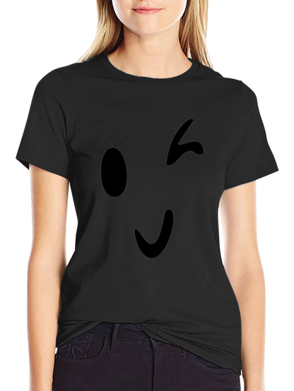 Winking Emoji Black T-Shirt - Casual Style