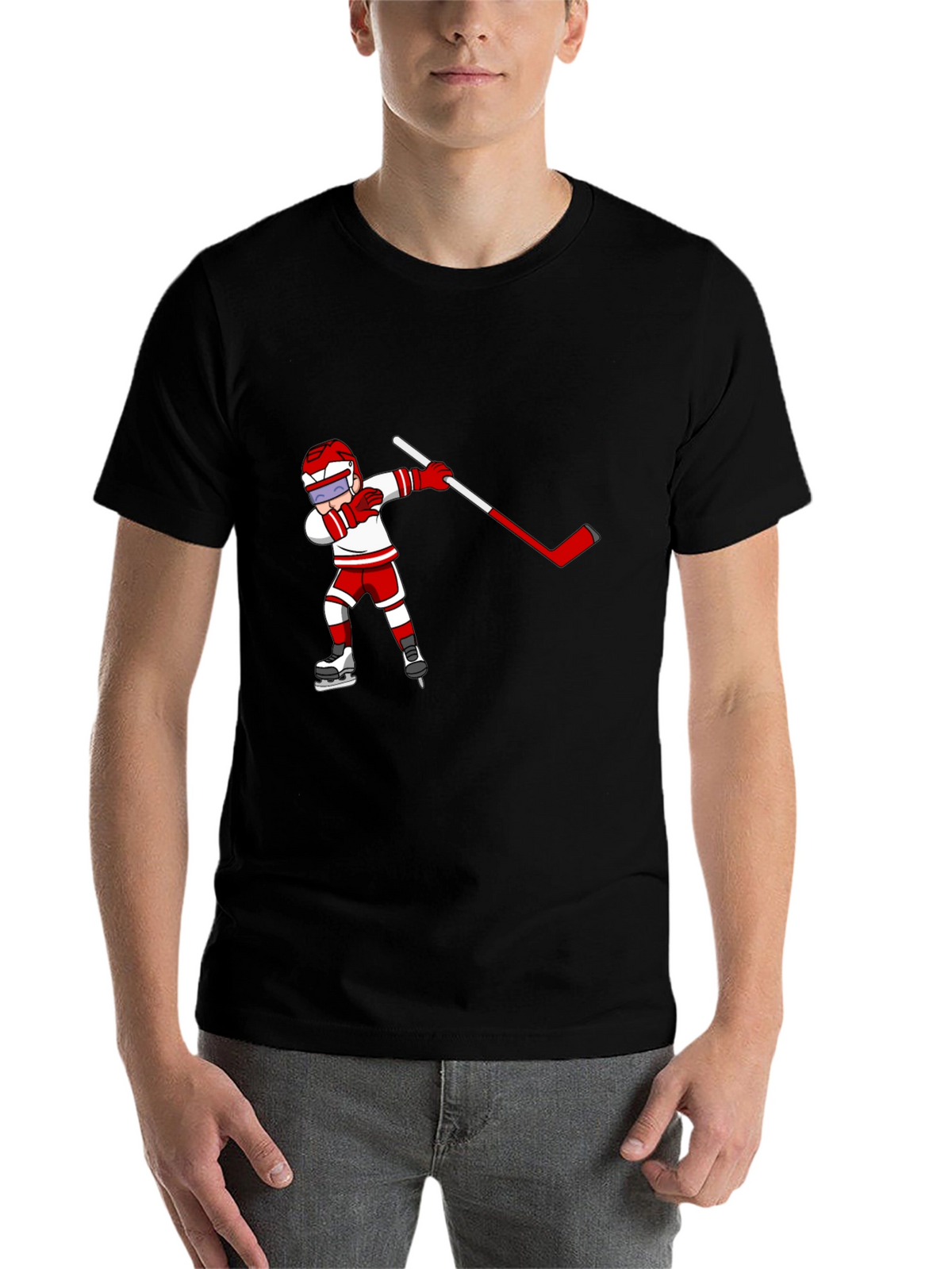 Hockey Player Dabbing Black T-Shirt