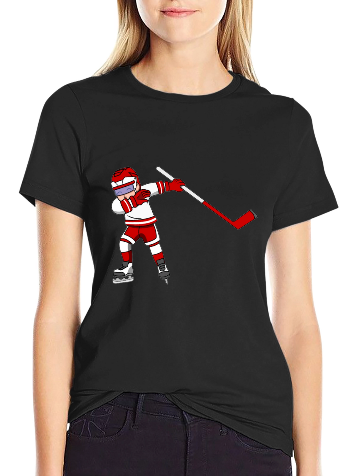 Hockey Player Dabbing Black T-Shirt