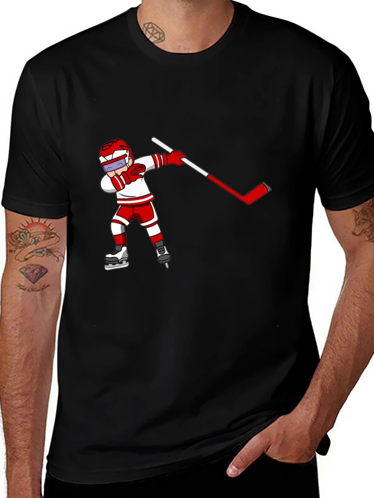 Hockey Player Dabbing Black T-Shirt