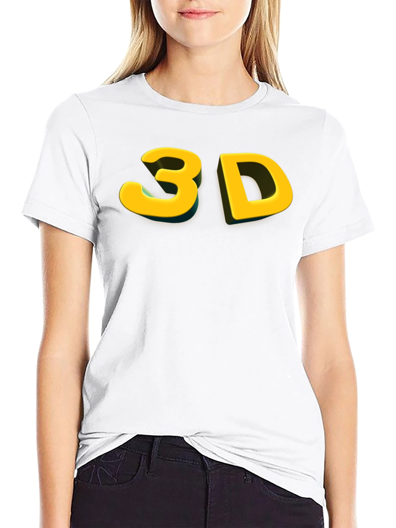 Bold 3D Graphic Tee - Black Cotton Blend