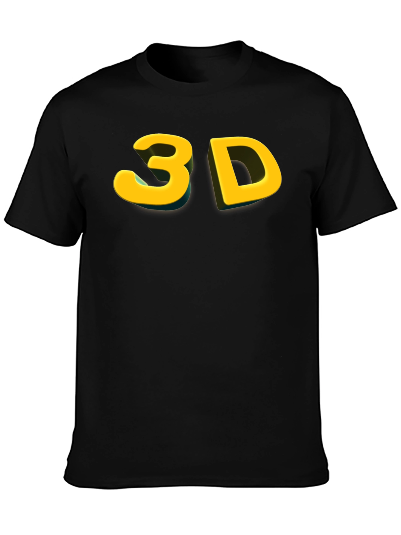 Bold 3D Graphic Tee - Black Cotton Blend