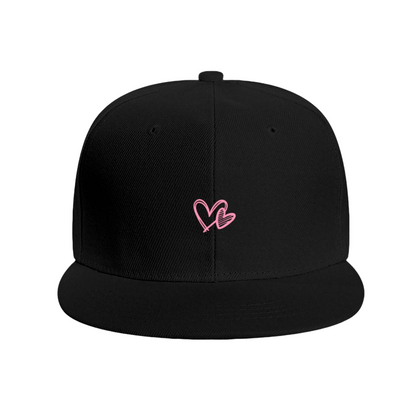 Soft Pink Double Heart White Sweet Style Snapback Cap