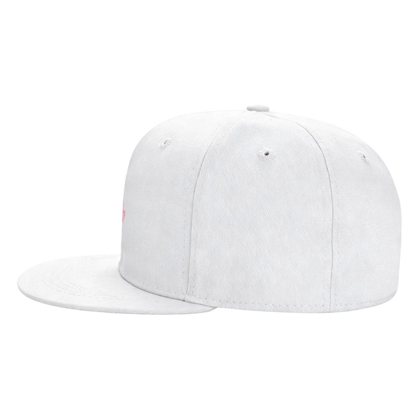 Soft Pink Double Heart White Sweet Style Snapback Cap