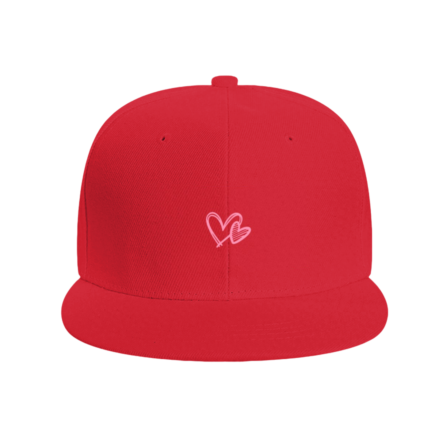 Soft Pink Double Heart White Sweet Style Snapback Cap