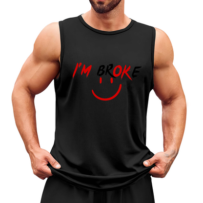 I¡¯m Broke Funny Red Smile Face Meme Casual Sleeveless Tee