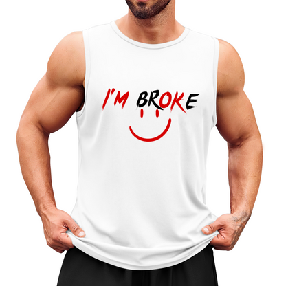 I¡¯m Broke Funny Red Smile Face Meme Casual Sleeveless Tee