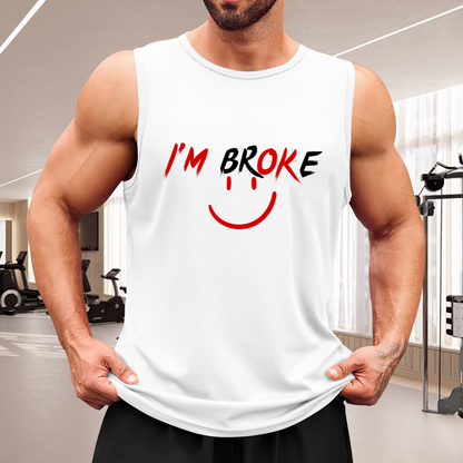I¡¯m Broke Funny Red Smile Face Meme Casual Sleeveless Tee