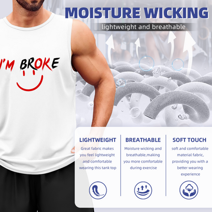 I¡¯m Broke Funny Red Smile Face Meme Casual Sleeveless Tee