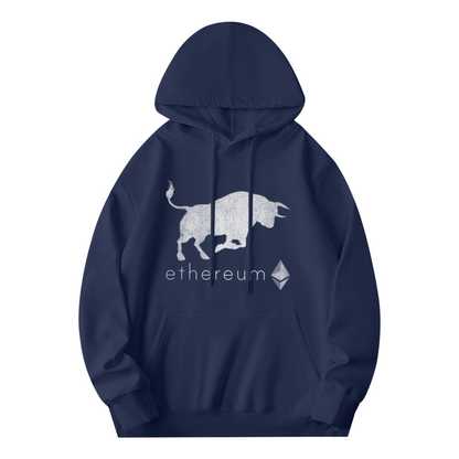 Ethereum Bull Crypto Soft Navy Hoodie, Investor Comfort Pullover