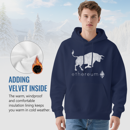 Ethereum Bull Crypto Soft Navy Hoodie, Investor Comfort Pullover