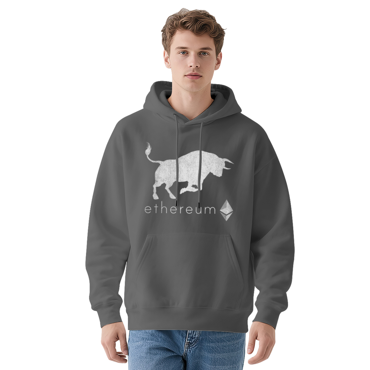 Ethereum Bull Crypto Soft Navy Hoodie, Investor Comfort Pullover