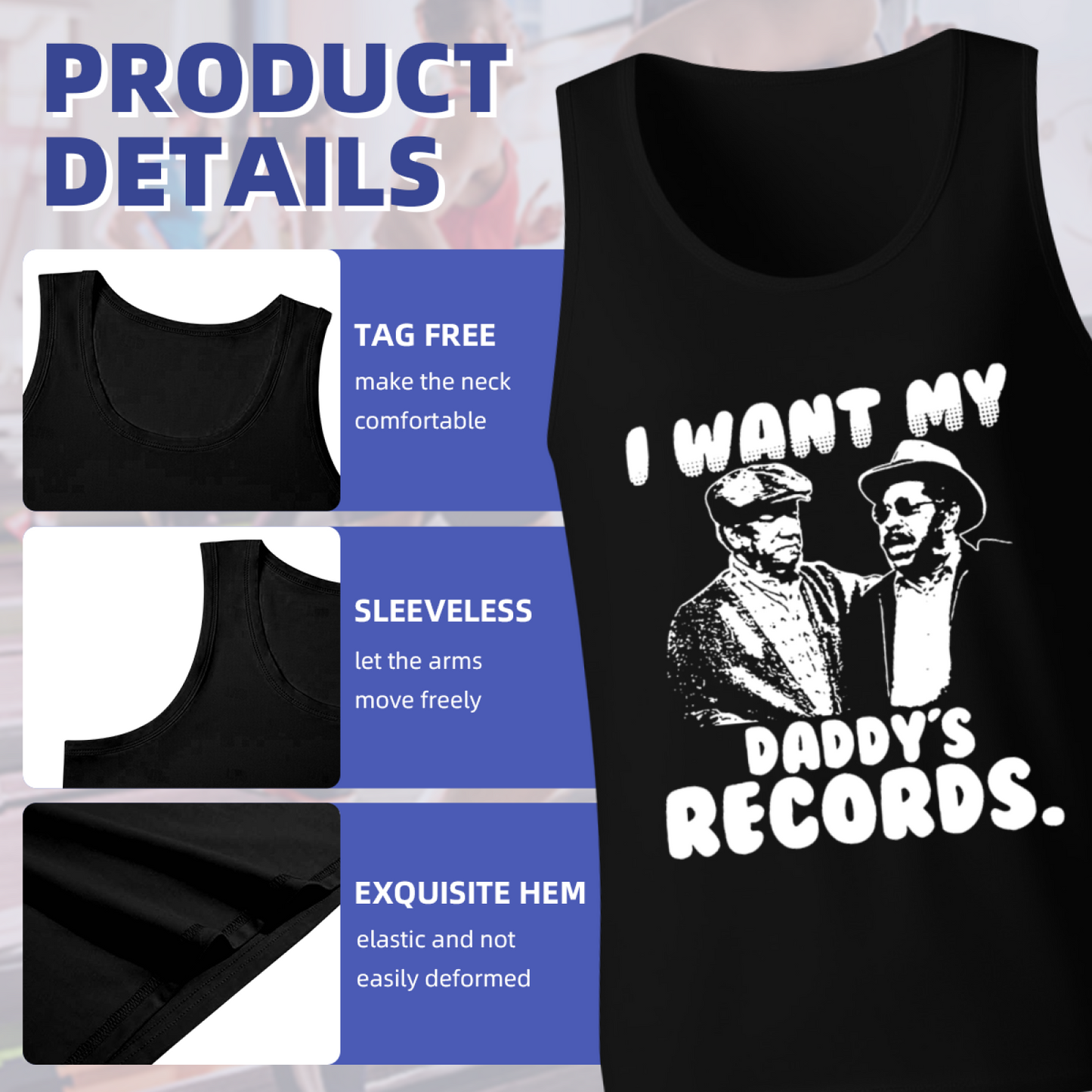I Want My Daddy¡¯s Records Retro Hip Hop Tank Tee