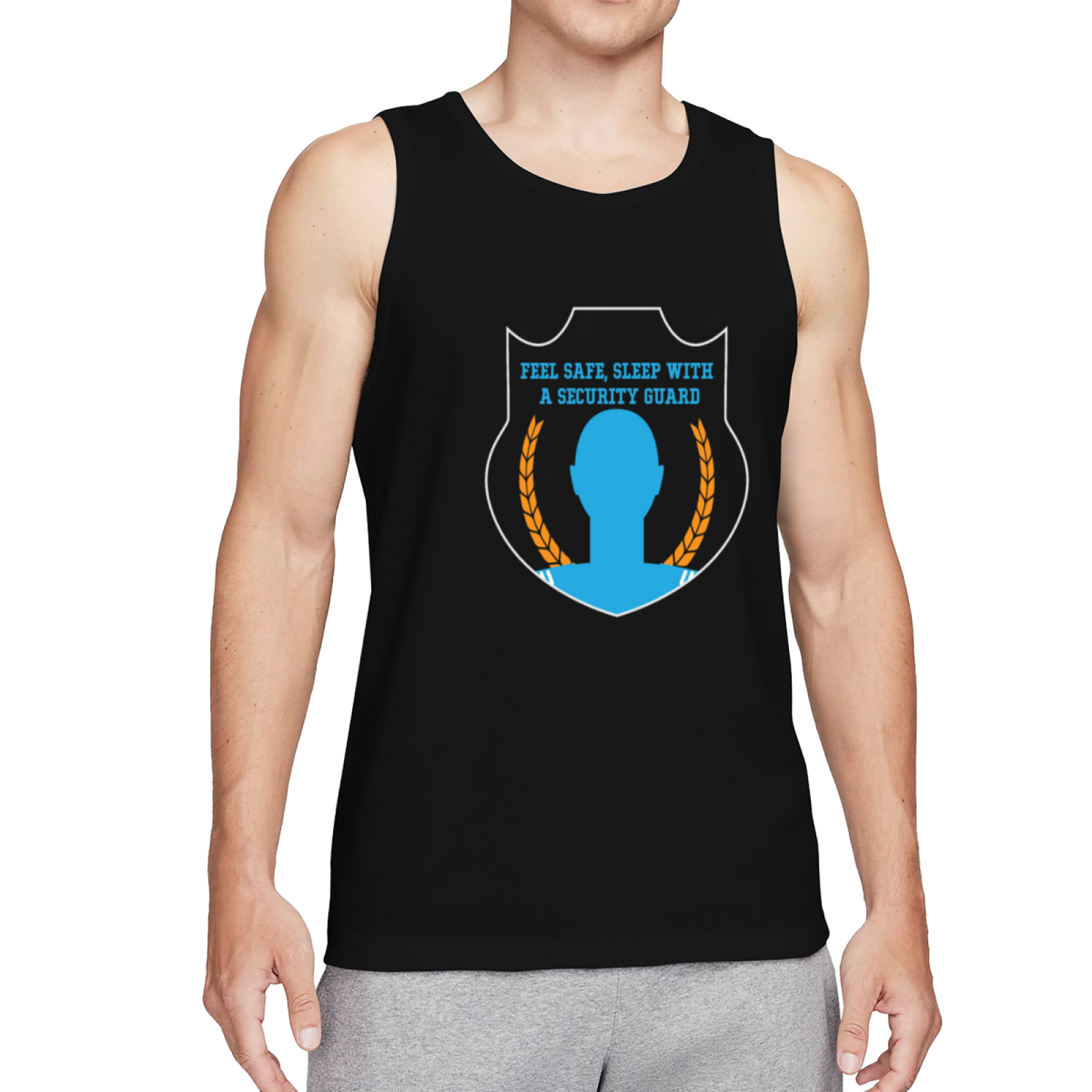 Feel Safe Sleep With A Security Guard Badge Graphic Men Tank Top