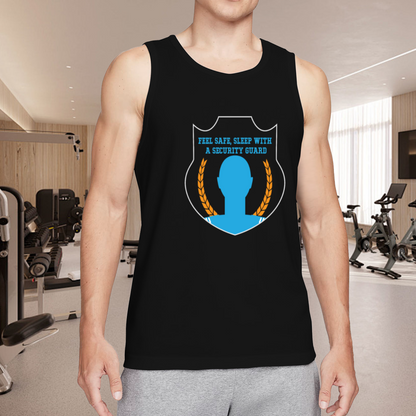Feel Safe Sleep With A Security Guard Badge Graphic Men Tank Top