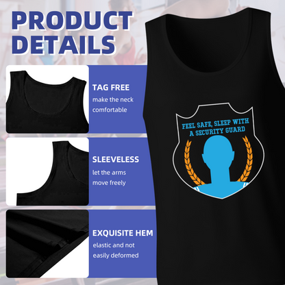 Feel Safe Sleep With A Security Guard Badge Graphic Men Tank Top