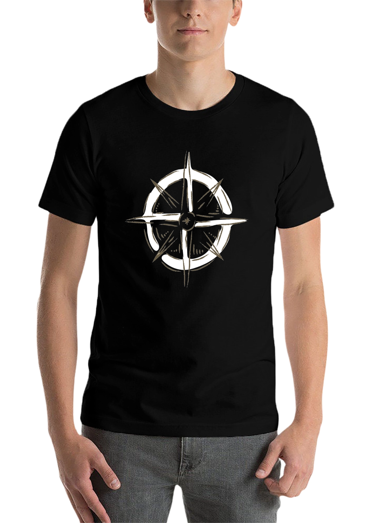 Compass Graphic Black T-Shirt - Adventure Awaits