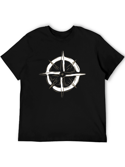 Compass Graphic Black T-Shirt - Adventure Awaits