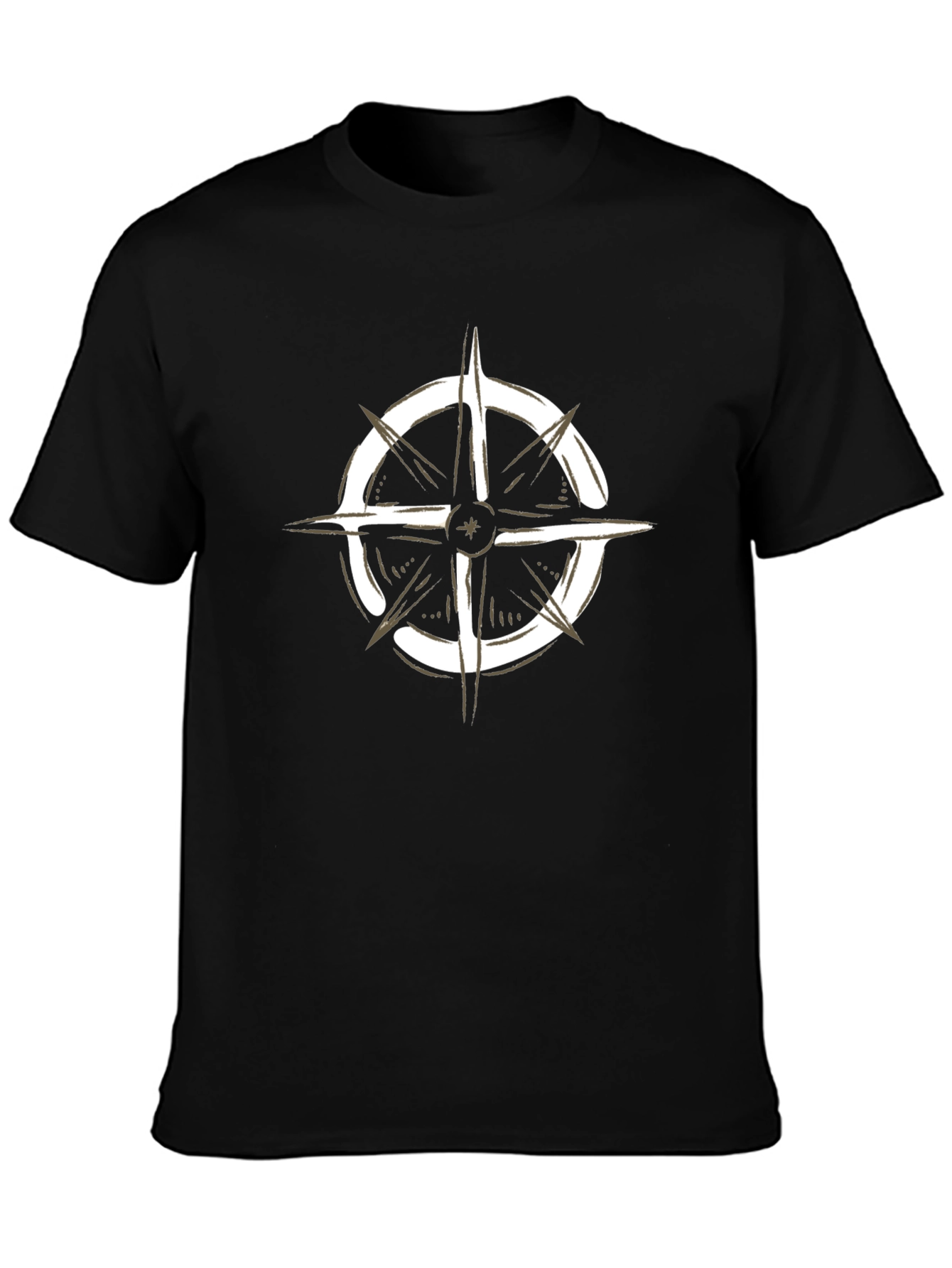 Compass Graphic Black T-Shirt - Adventure Awaits