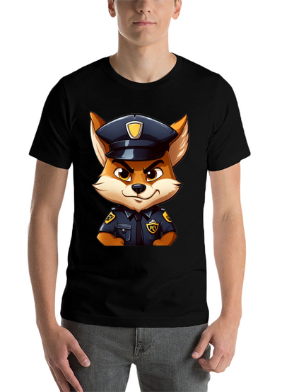 Fox Police Cartoon Graphic T-Shirt