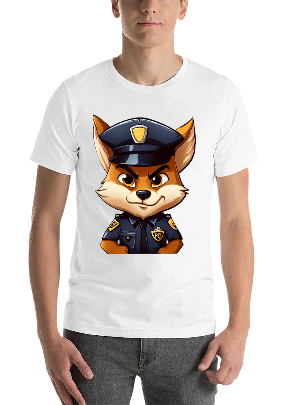 Fox Police Cartoon Graphic T-Shirt