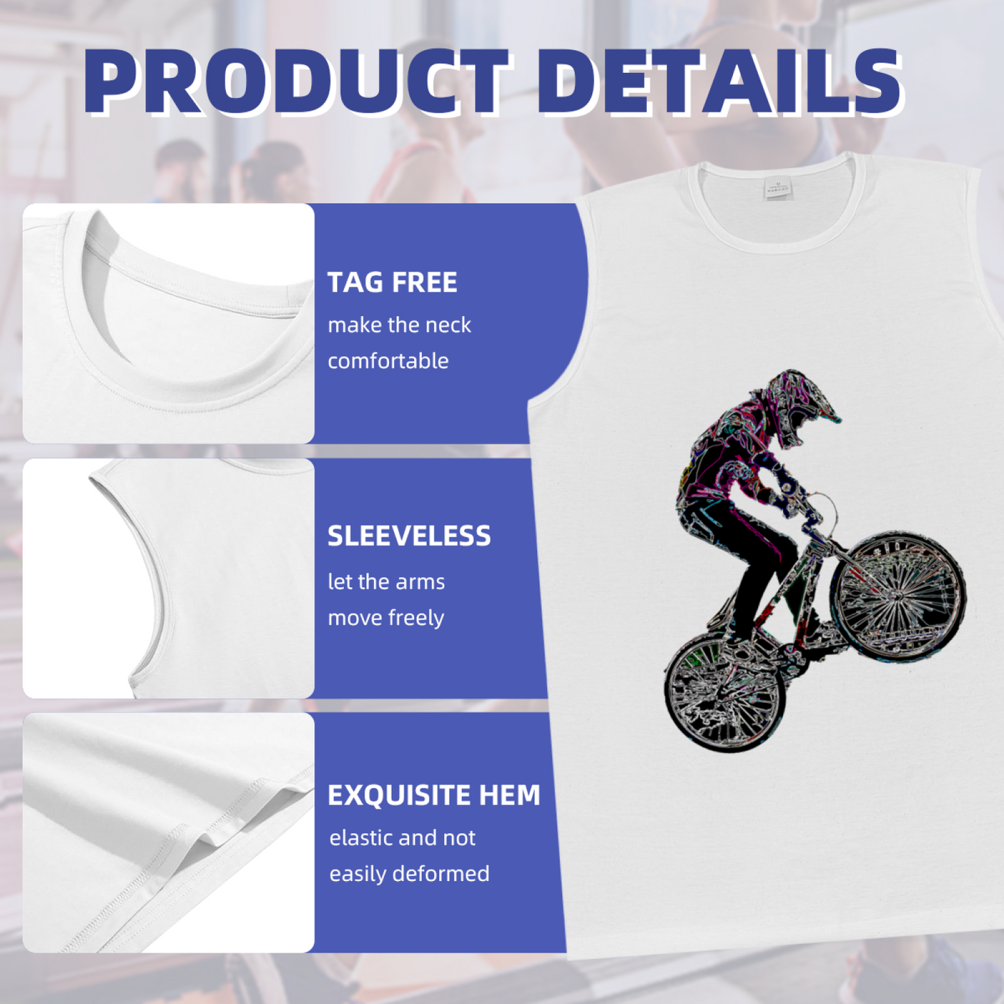 Neon Glitch BMX Rider Graphic Sleeveless Tank Top