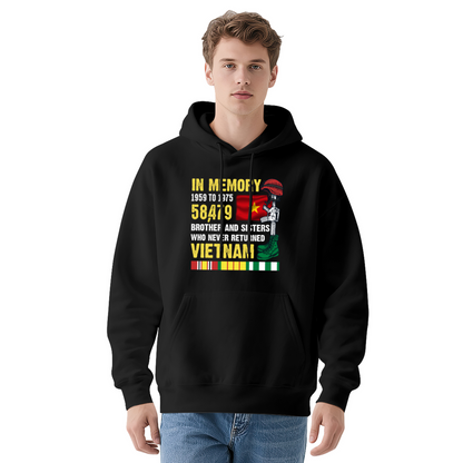 Vietnam War Veteran Memorial Graphic Navy Hoodie, Warm Respectful Daily Hoodie