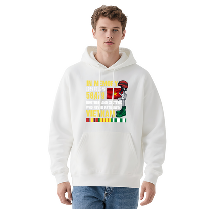 Vietnam War Veteran Memorial Graphic Navy Hoodie, Warm Respectful Daily Hoodie