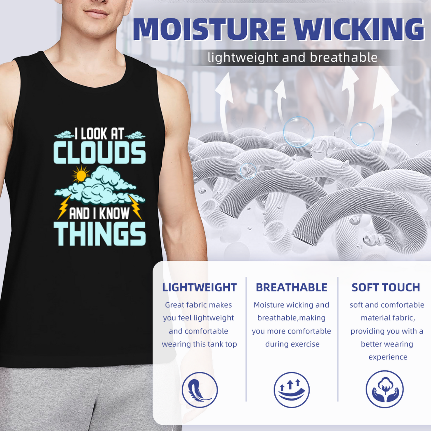 I Look At Clouds Weather Meteorologist Funny Graphic Tank