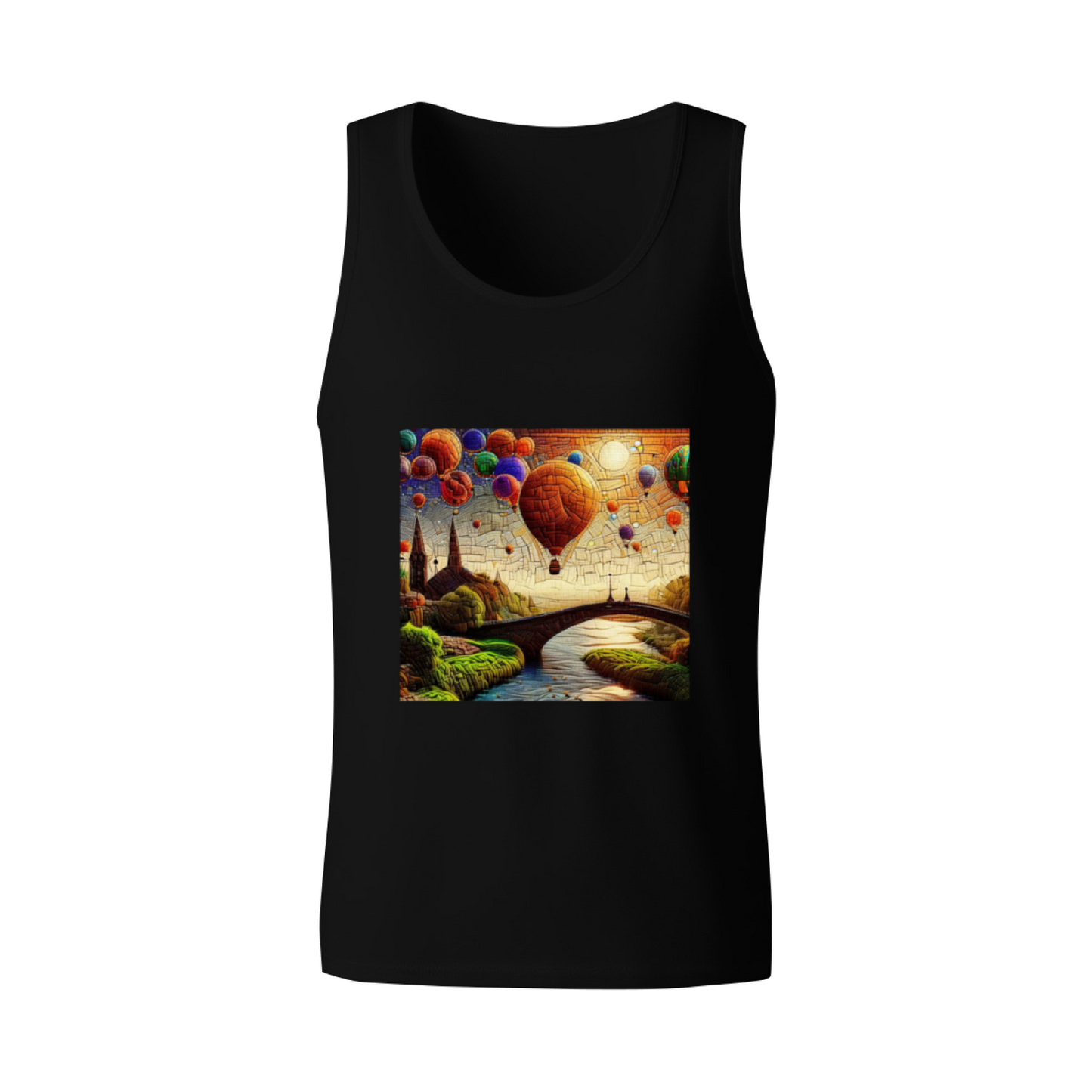 Dreamy Hot Air Balloon Oil Painting Scenic Print Tank Top