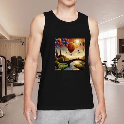 Dreamy Hot Air Balloon Oil Painting Scenic Print Tank Top