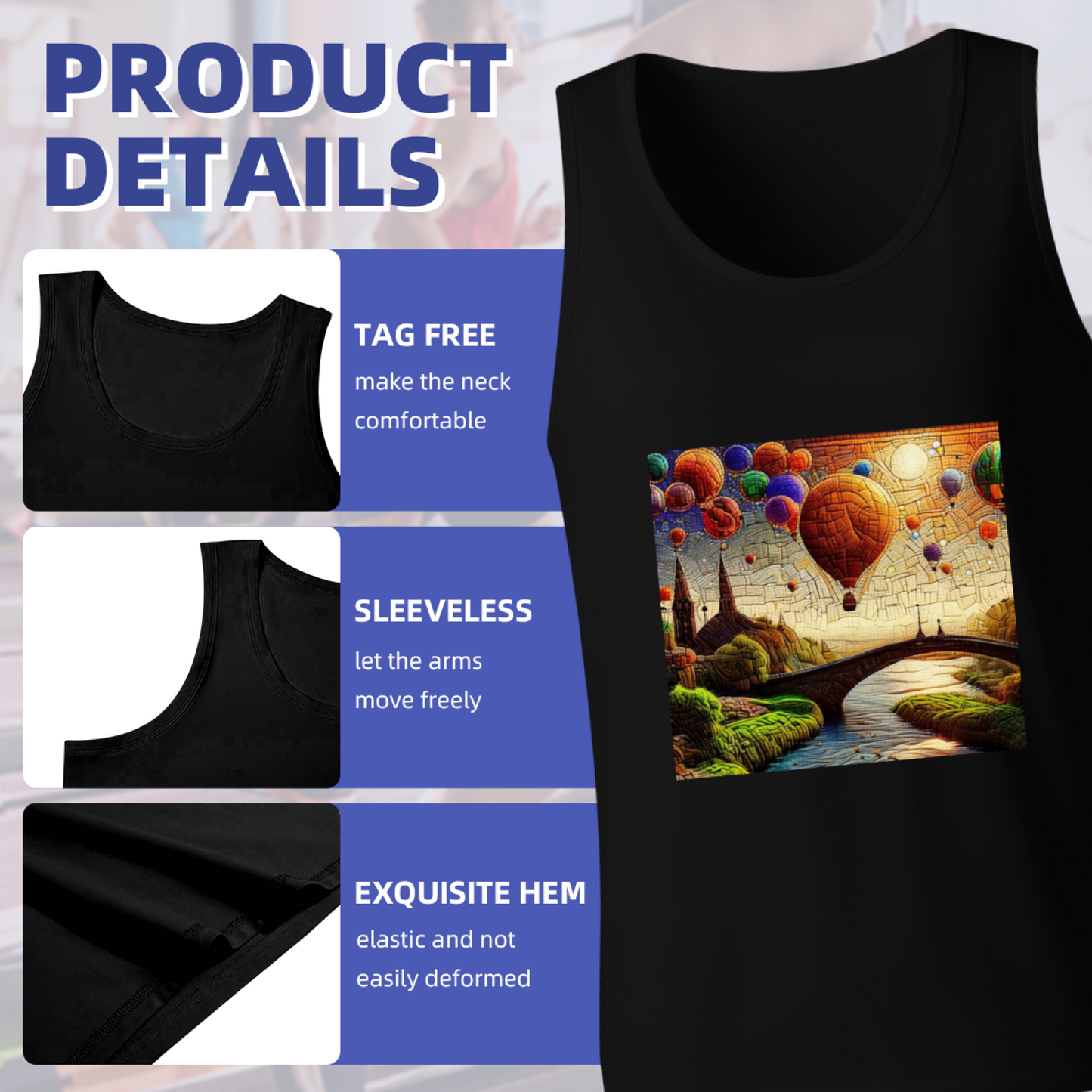 Dreamy Hot Air Balloon Oil Painting Scenic Print Tank Top