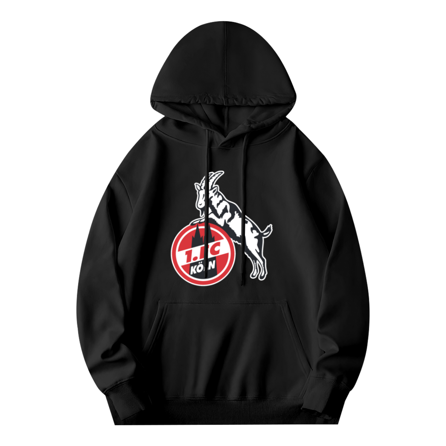 1.FC Köln Goat Football Black Hoodie, Unisex Soccer Fan Soft Warm Hoodie