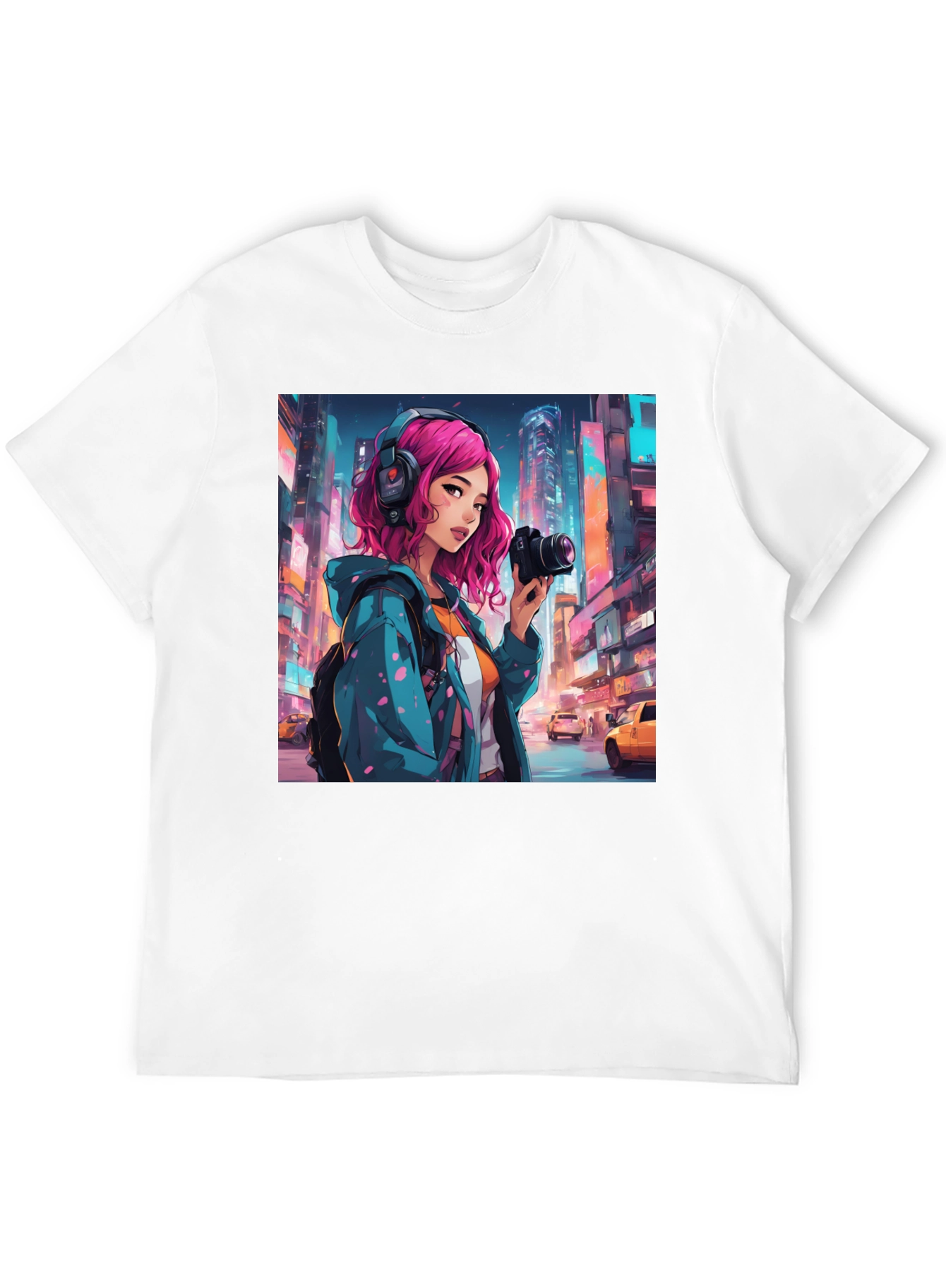 Anime Girl Photographer Black T-Shirt