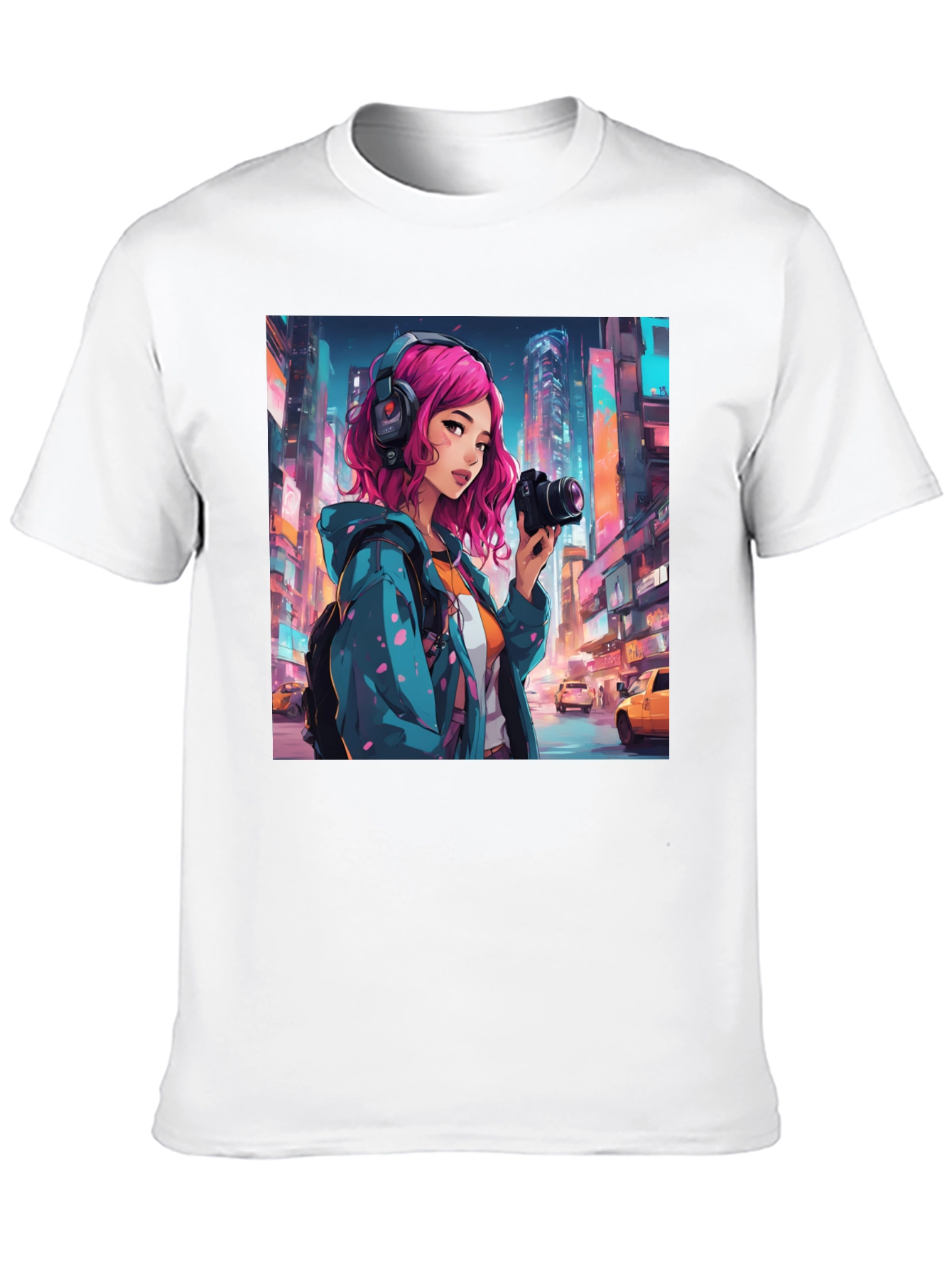 Anime Girl Photographer Black T-Shirt