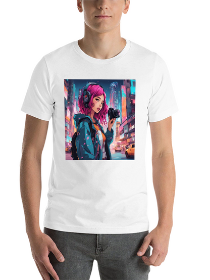 Anime Girl Photographer Black T-Shirt