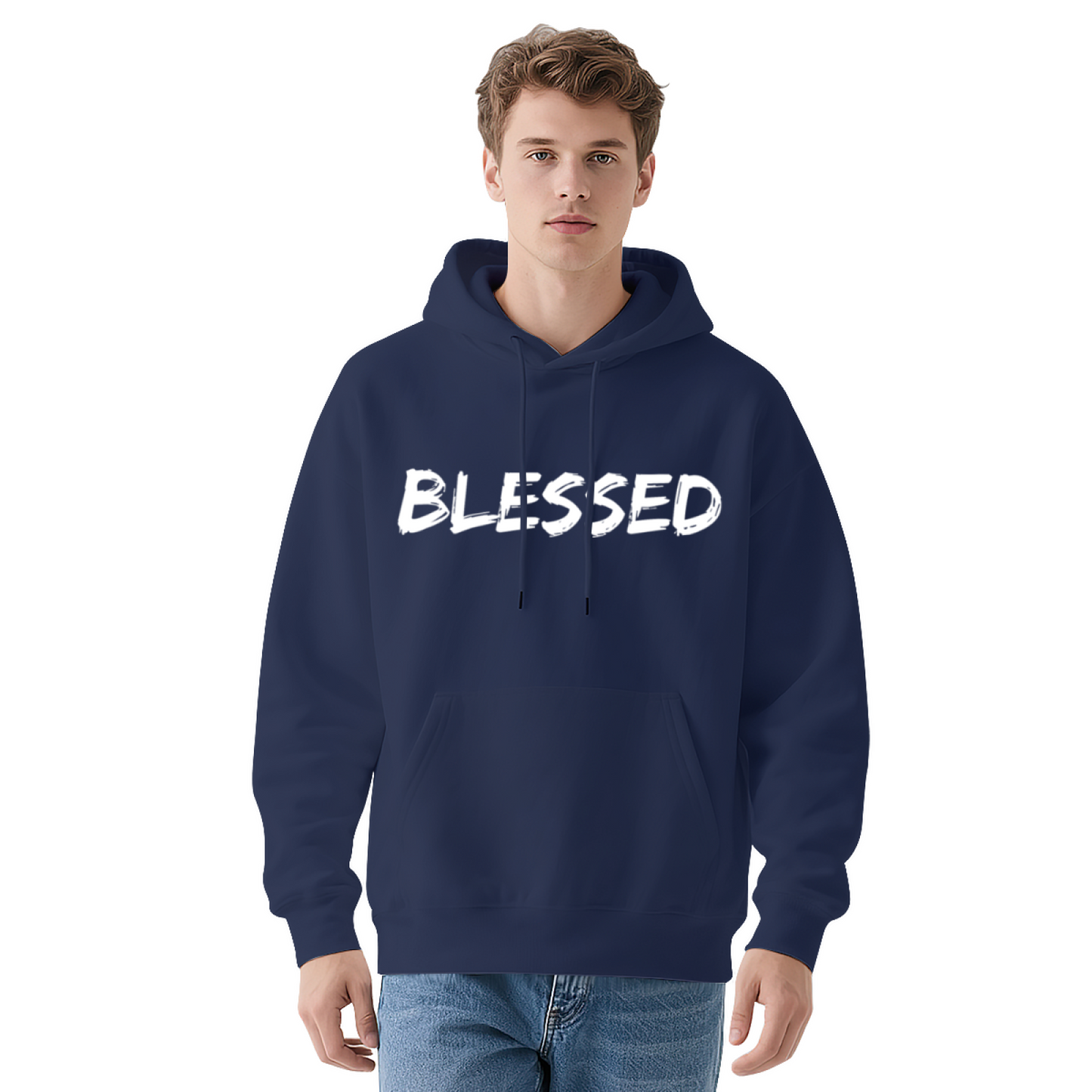 Minimal Brush Font BLESSED Red Hoodie, Unisex Soft Casual Hooded Top