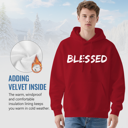 Minimal Brush Font BLESSED Red Hoodie, Unisex Soft Casual Hooded Top