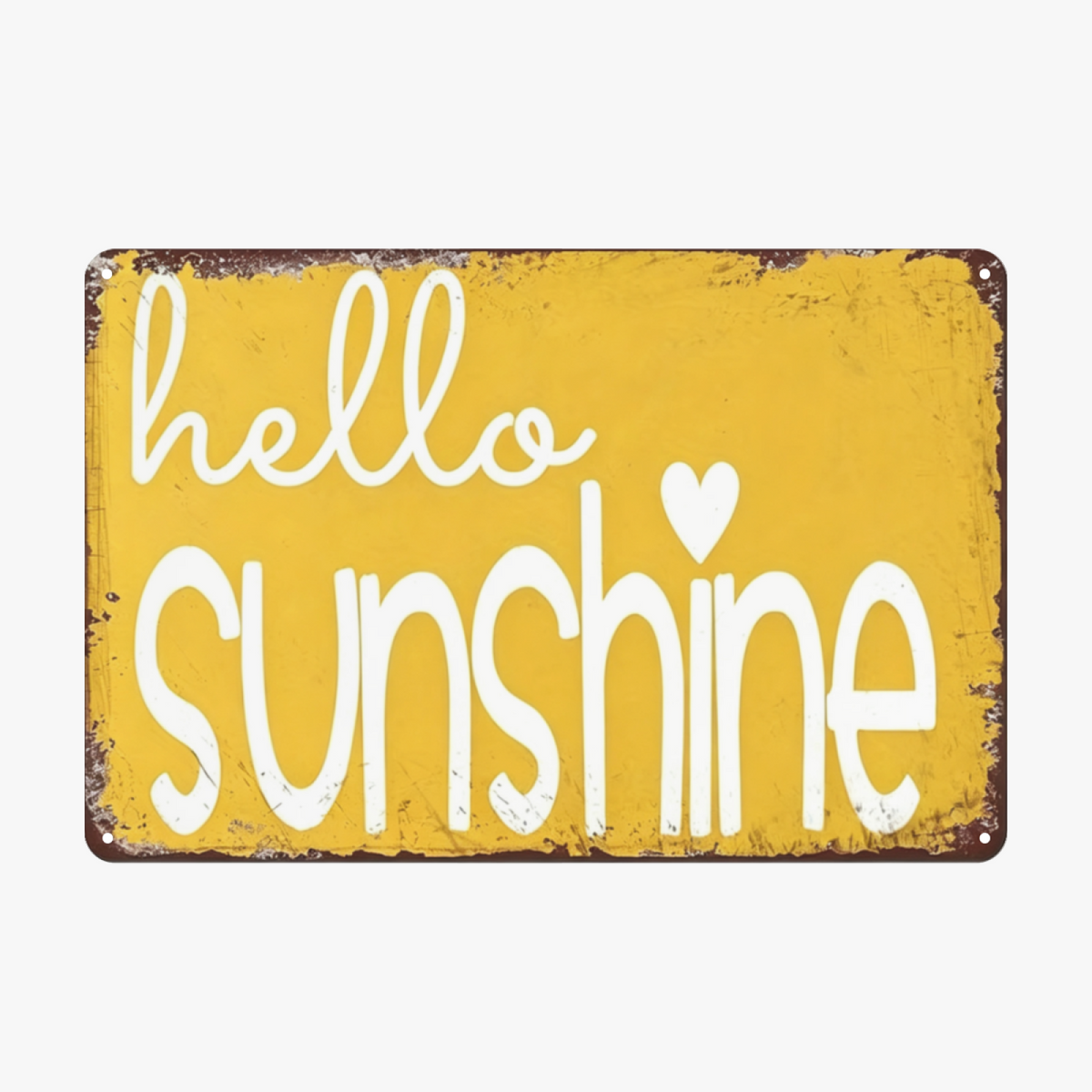 Warm Hello Sunshine Rustic Yellow Tin Decor