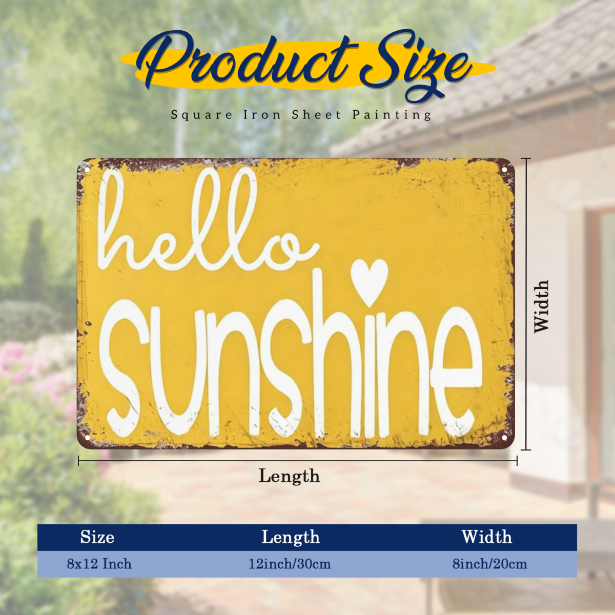 Warm Hello Sunshine Rustic Yellow Tin Decor