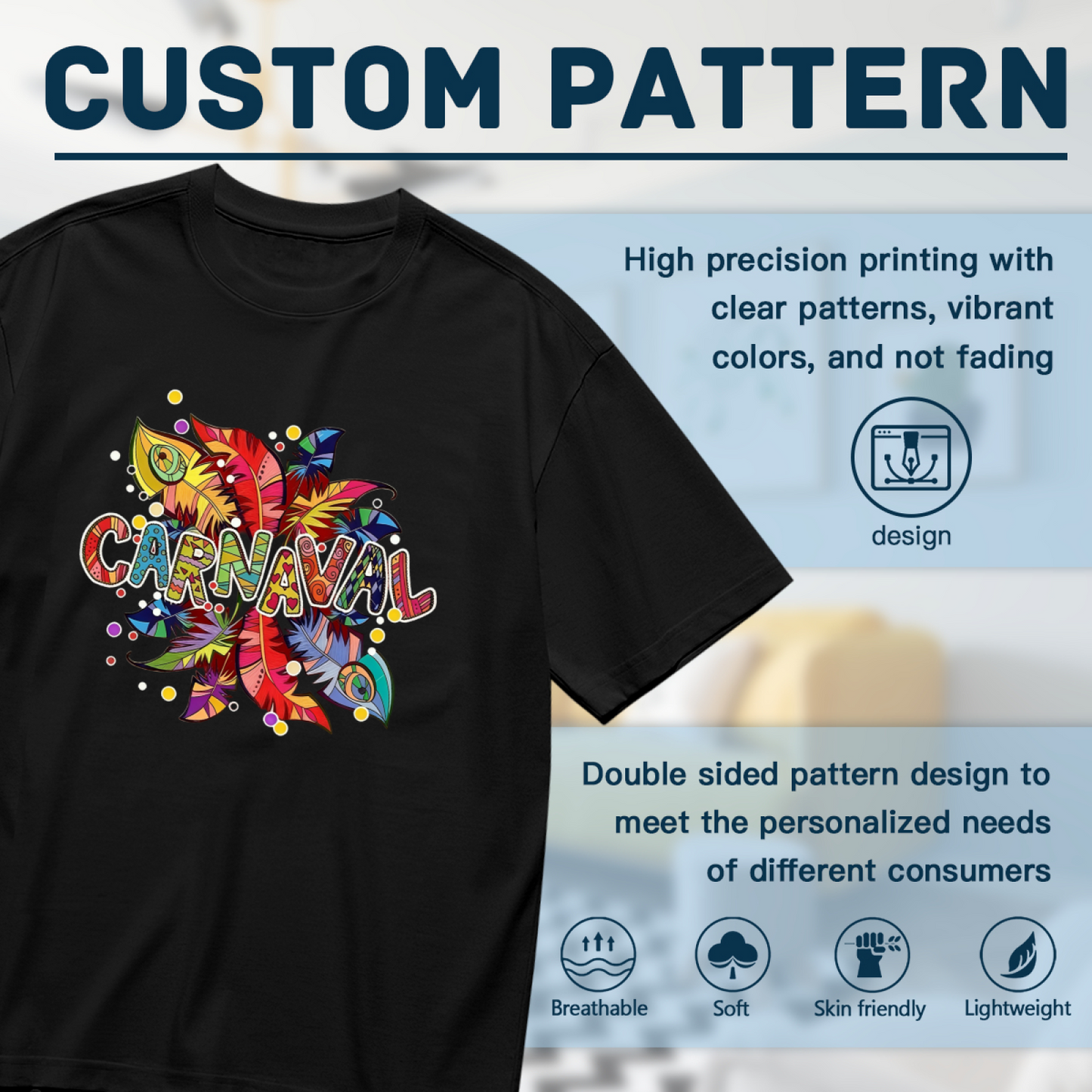 Vibrant Feather CARNAVAL Carnival Festival Plus Size Women Printed T-Shirt