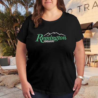 Retro Remington Firearms Mountain Logo Plus Size Women Printed T-Shirt