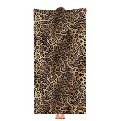 Classic Leopard Animal Print Beach Towel, Multiple Length Choices, Fluffy Soft, Heavy?Duty Water Absorption & Extra Comfortable for Beach Lounge Sessions