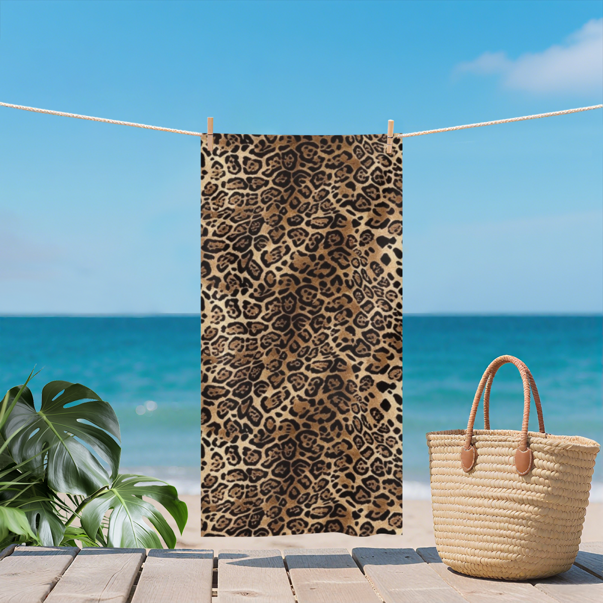 Classic Leopard Animal Print Beach Towel, Multiple Length Choices, Fluffy Soft, Heavy?Duty Water Absorption & Extra Comfortable for Beach Lounge Sessions