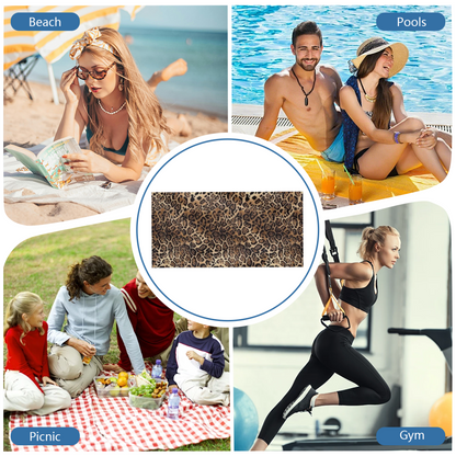 Classic Leopard Animal Print Beach Towel, Multiple Length Choices, Fluffy Soft, Heavy?Duty Water Absorption & Extra Comfortable for Beach Lounge Sessions